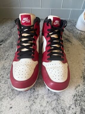 Nike AIR Jordan 1 Cleats!Red, White & Black